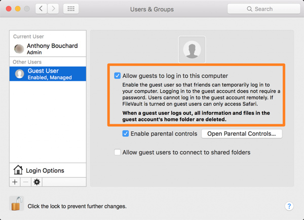 Instructions on how to create a Guest account on a Mac Picture 4