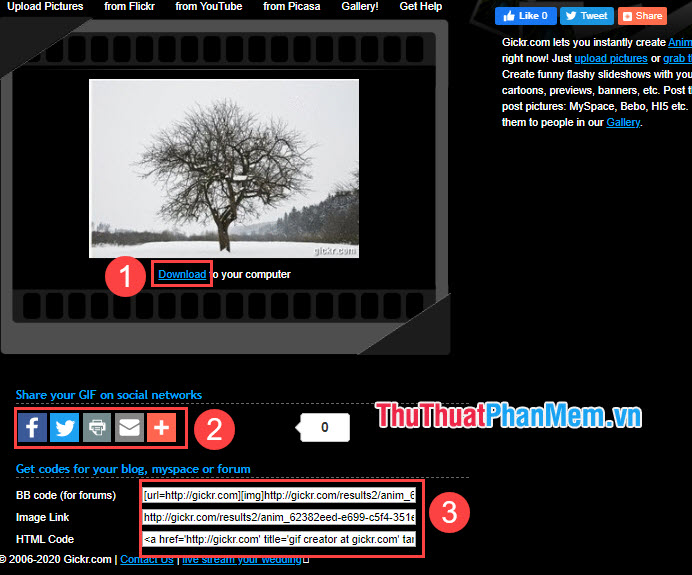 Instructions on how to create animations online with the Gickr website Picture 7