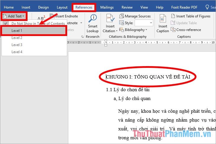 Instructions on how to create automatic table of contents in Word ...