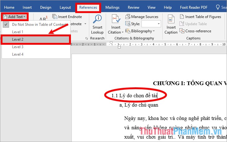 Instructions on how to create automatic table of contents in Word ...