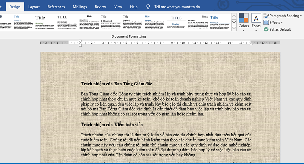 Instructions on how to create background colors for Word documents Picture 6