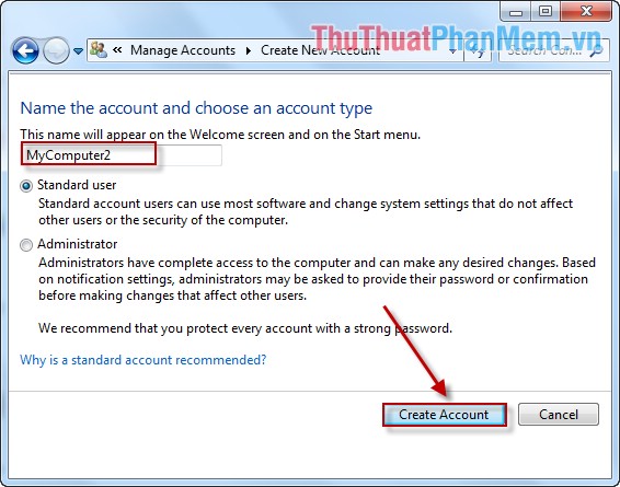 Instructions on how to create, delete user accounts on Windows Picture 5