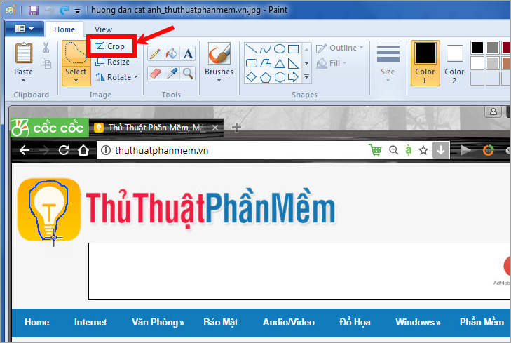 Instructions on how to crop photos with Paint Picture 10