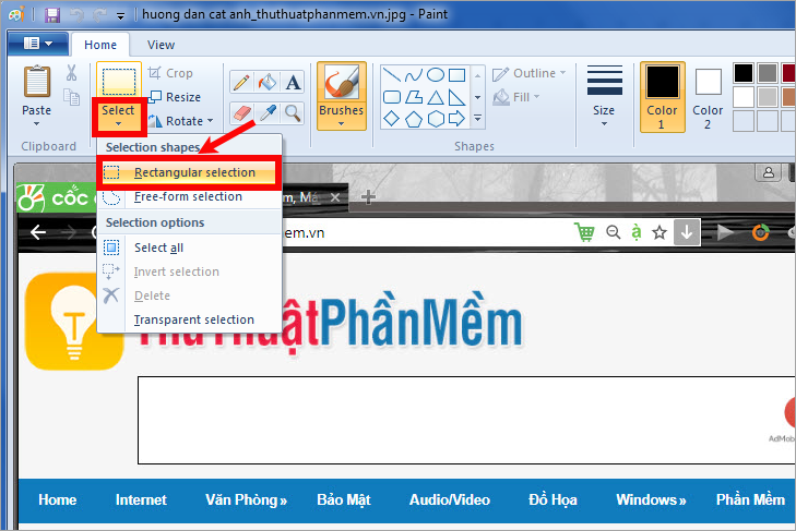 Instructions on how to crop photos with Paint Picture 6