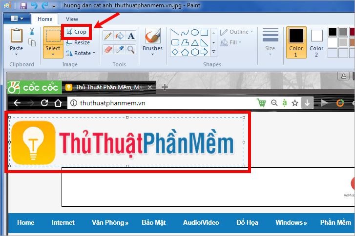 Instructions on how to crop photos with Paint Picture 7