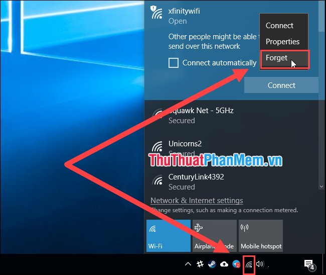 remove saved wifi password windows 10