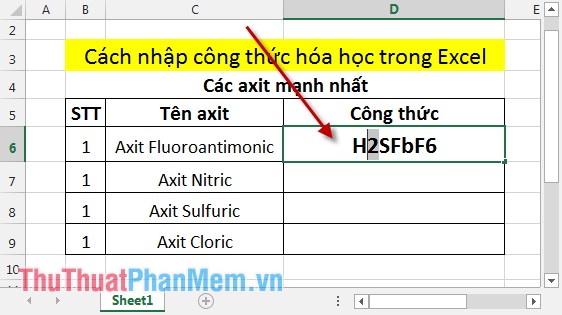 Instructions on how to enter chemical formulas in Excel Picture 10