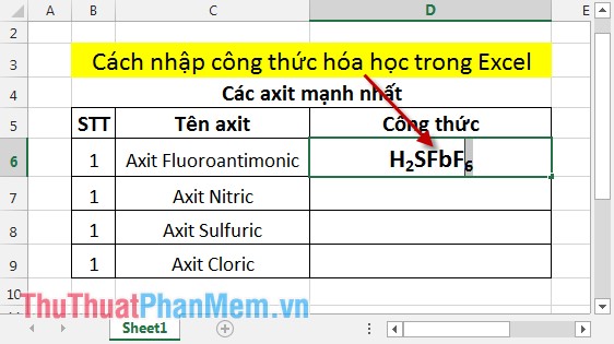 Instructions on how to enter chemical formulas in Excel Picture 14