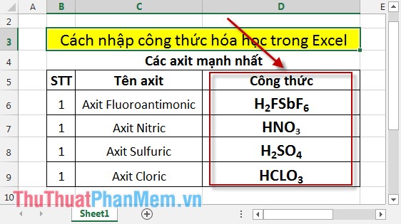 Instructions on how to enter chemical formulas in Excel Picture 15