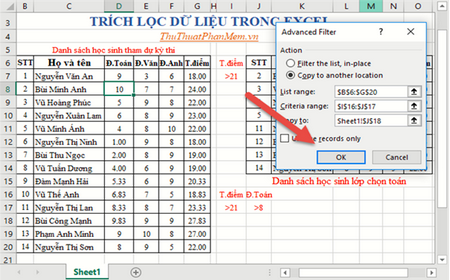 Instructions on how to extract data in Excel Picture 1