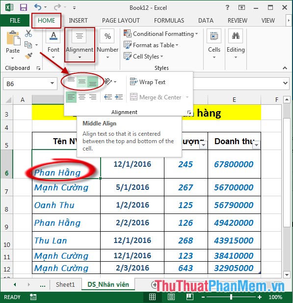 Instructions on how to format data in Excel