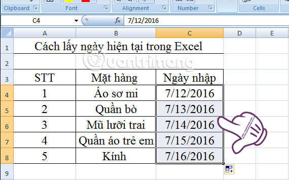 Instructions on how to insert the current date in Excel Picture 6