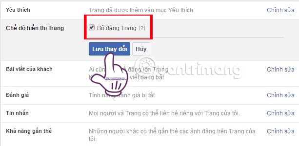 Instructions on how to lock, hide Facebook Fanpage temporarily Picture 4
