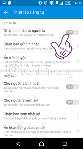 Instructions on how to not receive messages from strangers on Zalo Picture 3