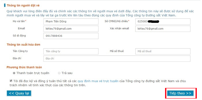Instructions on how to order 2018 Tet train tickets online Picture 7