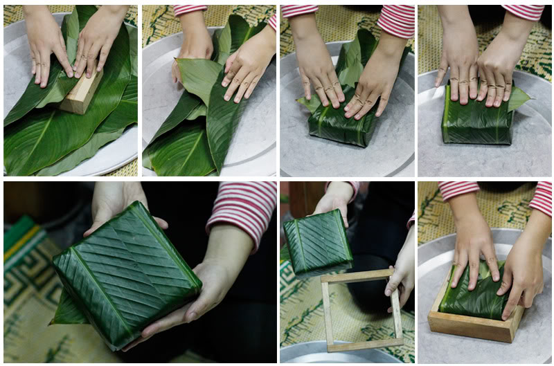 Instructions on how to pack traditional, beautiful square cakes for Tet Picture 15