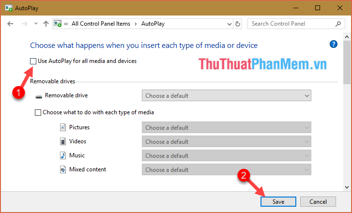 Instructions on how to set, customize, turn on, turn off Autoplay on Windows 10 Picture 5