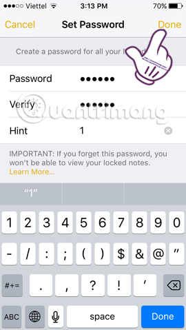 Instructions on how to set Notes notes password on iPhone Picture 7