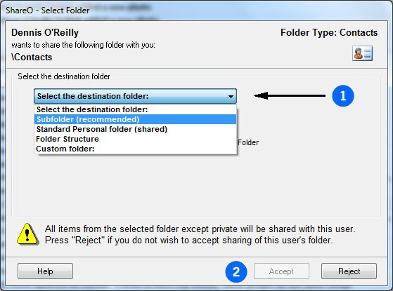 Instructions on how to share contacts in Microsoft Outlook Picture 3
