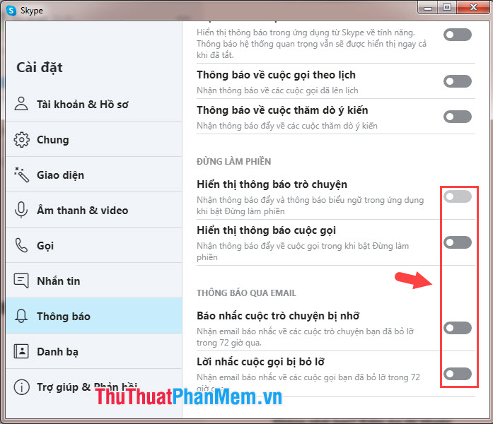 Instructions on how to turn off notifications on Skype Picture 4