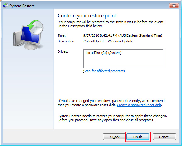 Instructions on how to use System Restore on Windows Picture 3