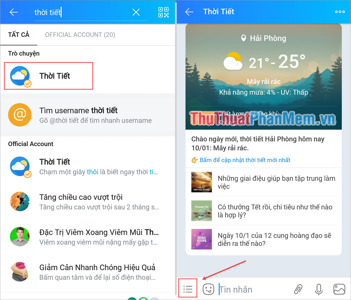 Instructions on how to view Lunar Calendar on Zalo Picture 2