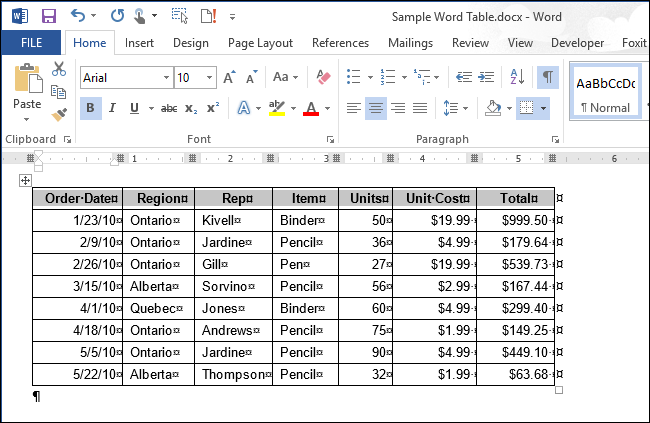 Instructions to add background color to each cell in the table on Word