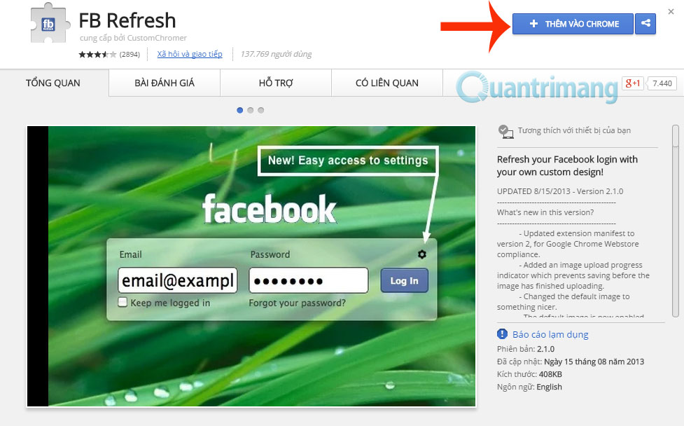 Instructions to change the Facebook login interface Picture 1