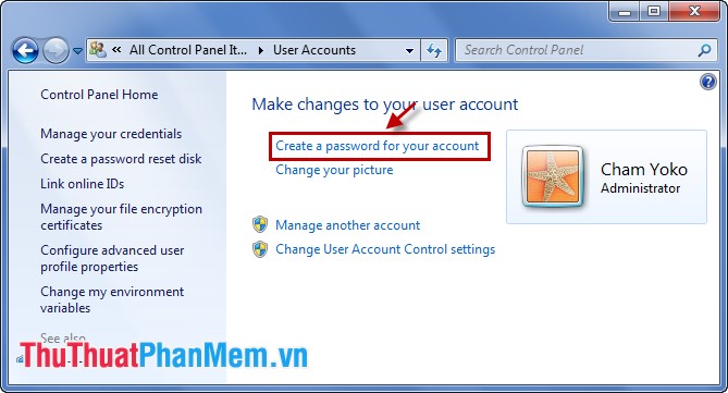 Instructions to change Windows 7 password Picture 5