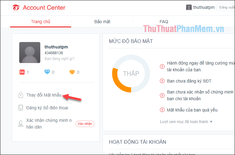Instructions to change your Garena password Picture 3