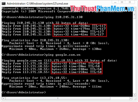 Instructions to check the network by Ping - Check the network speed Picture 3