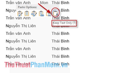Instructions to copy data from Excel to Word retain the format Picture 5