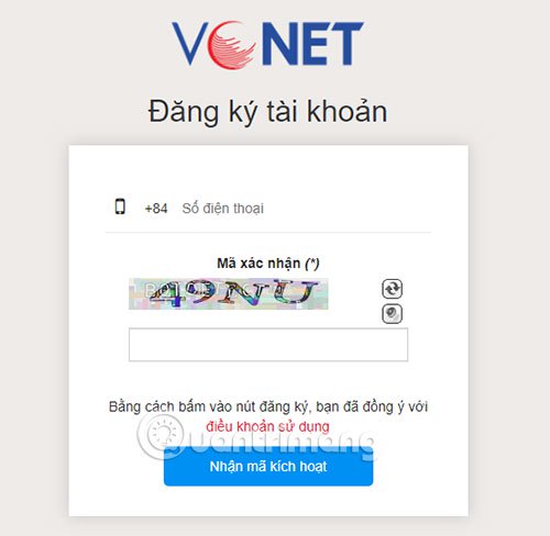 Instructions to create an account, register a VCNet account