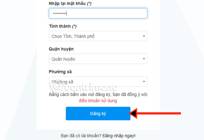 Instructions to create an account, register a VCNet account Picture 4