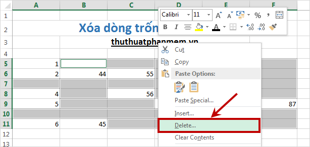 Instructions to delete blank lines (blank lines) in Excel Picture 6