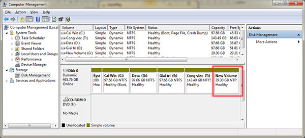 Instructions to divide and merge drives right in Windows 7 Picture 11