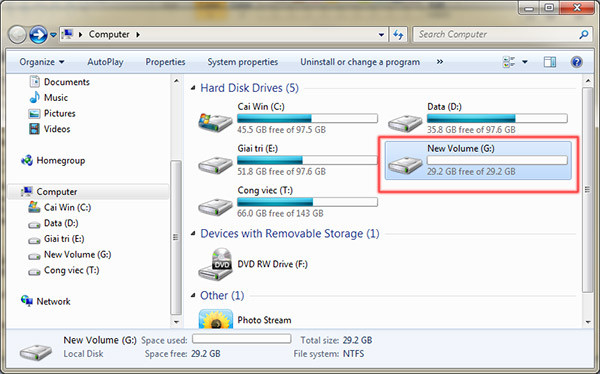 Instructions to divide and merge drives right in Windows 7 Picture 12