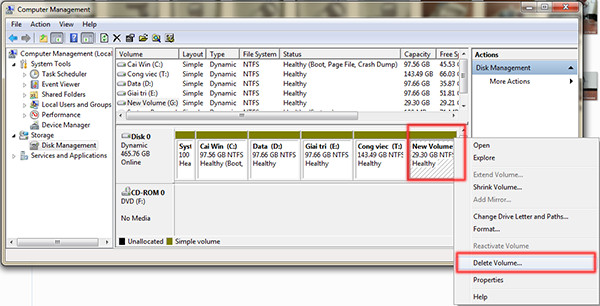Instructions to divide and merge drives right in Windows 7 Picture 13
