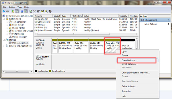 Instructions to divide and merge drives right in Windows 7 Picture 15