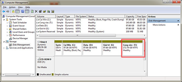 Instructions to divide and merge drives right in Windows 7 Picture 19