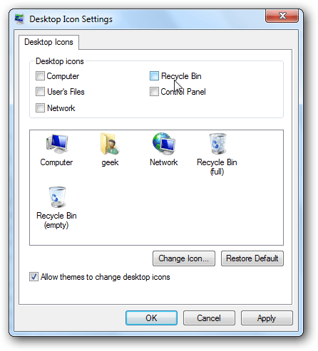 Instructions to hide or delete Recycle Bin icon on Desktop Windows 7, 8, 10