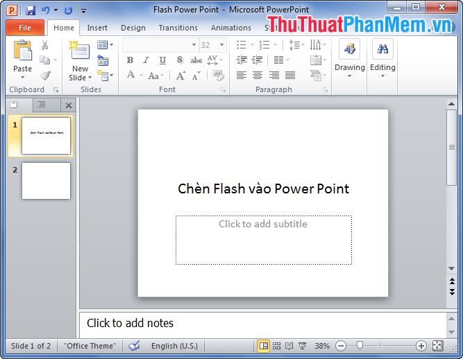Instructions to insert flash into PowerPoint Picture 2