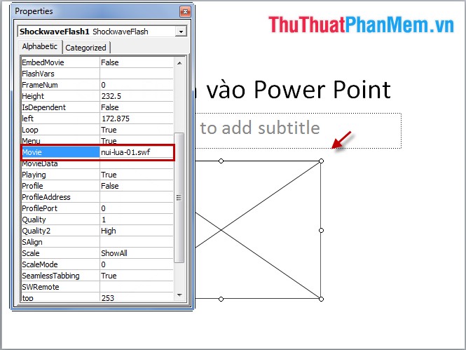 Instructions to insert flash into PowerPoint Picture 7