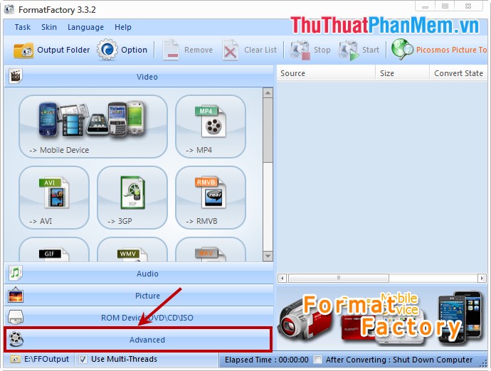 Instructions to join, join videos by Format Factory Picture 1