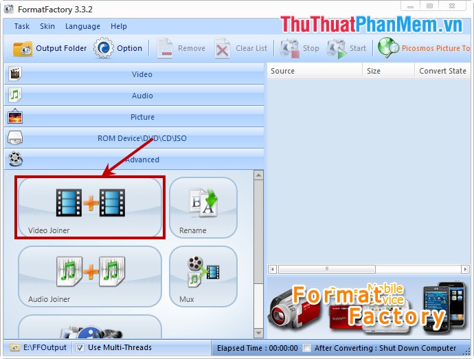 Instructions to join, join videos by Format Factory Picture 2