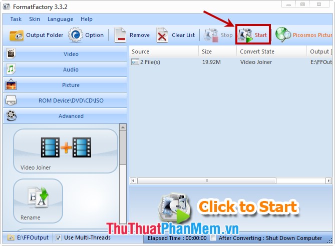 Instructions to join, join videos by Format Factory Picture 6