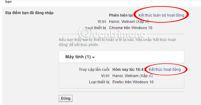 Instructions to log out of Facebook remotely when hacked account Picture 8