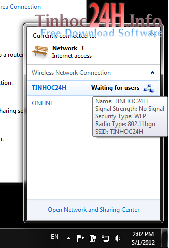 Instructions to play wifi from Windows 7 laptop without software Picture 7