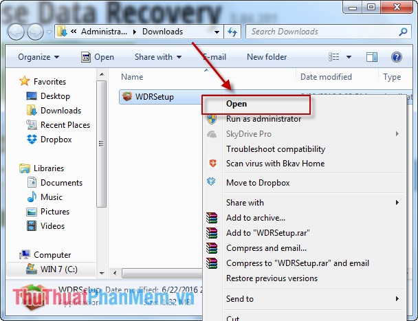 Instructions to recover data with Wise Data Recovery Picture 1