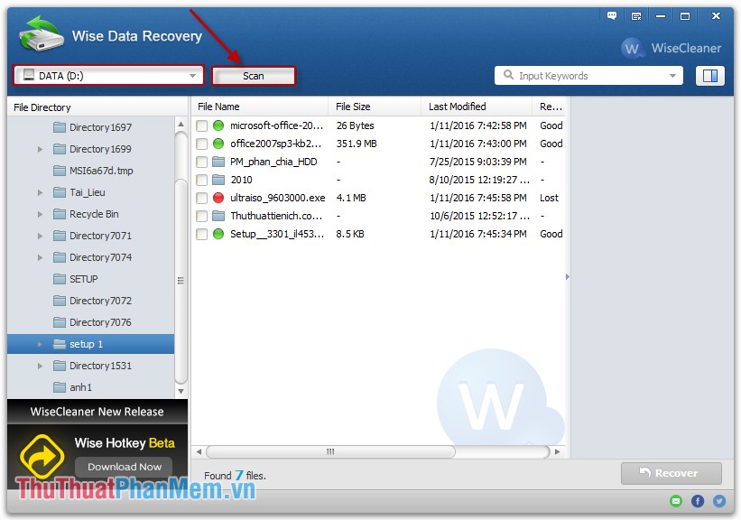 Instructions to recover data with Wise Data Recovery Picture 9